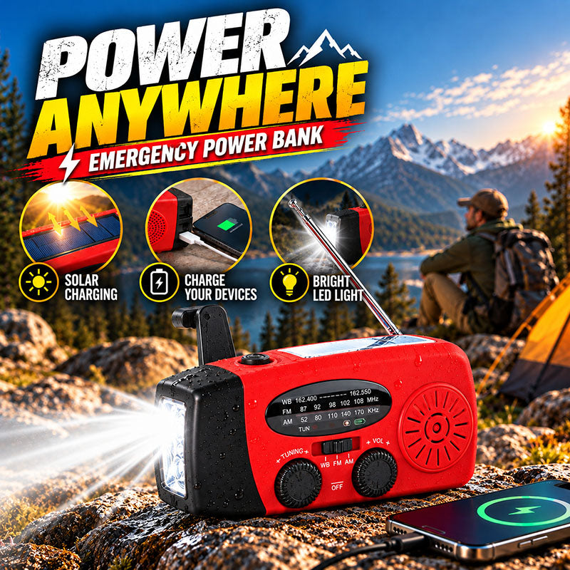Multifunctional Portable Solar Emergency Radio – Power Bank, Hand Crank (offer)