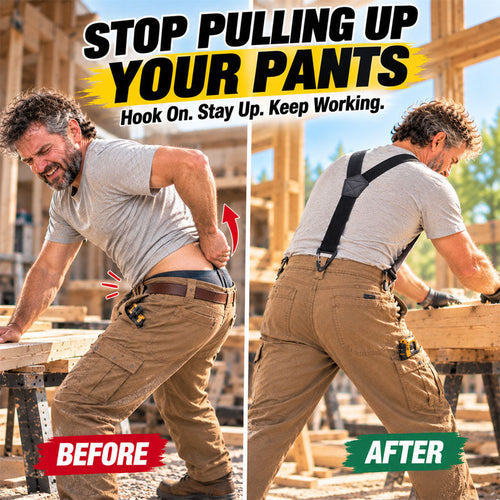 🧵🔥 Men's X-Back Braces with Swivel Hook Clips — Heavy Duty Adjustable Elastic Suspenders for Work & Formal Wear