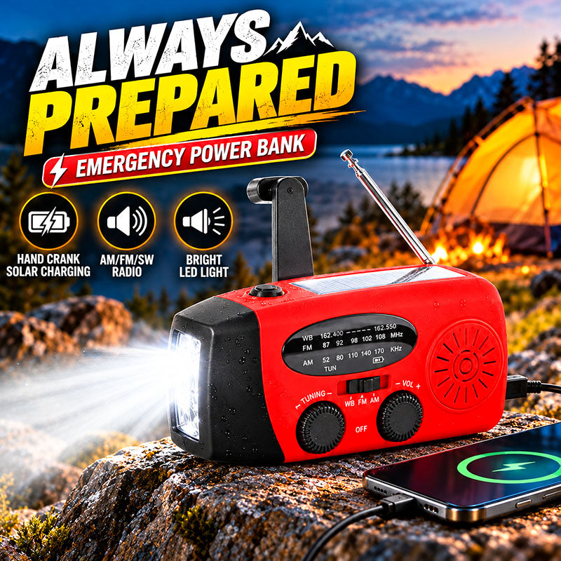 Multifunctional Portable Solar Emergency Radio – Power Bank, Hand Crank (offer)