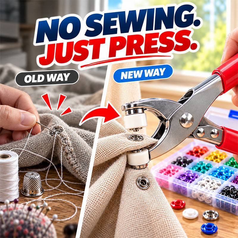 🏠 Viblitz™ Pro-Snap No-Sew Button Kit – Complete tools, easy use & durable fixes