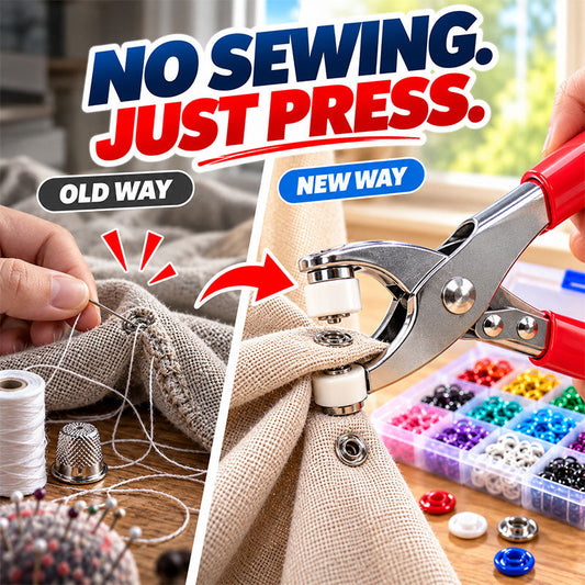 🏠 Viblitz™ Pro-Snap No-Sew Button Kit – Complete tools, easy use & durable fixes
