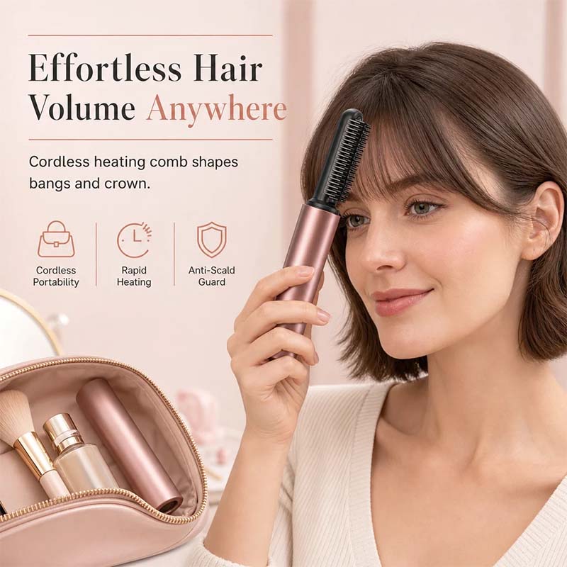 Add Crown Volume Instantly! Cordless Heated Bangs Styling Comb (offer)