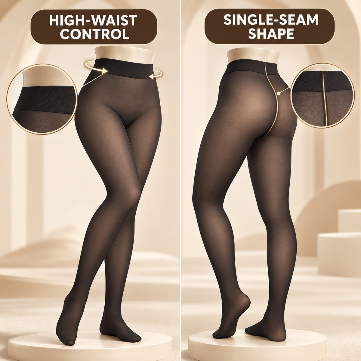 Viblitz™ Sheer-Look Thermal Tights with Tummy Control