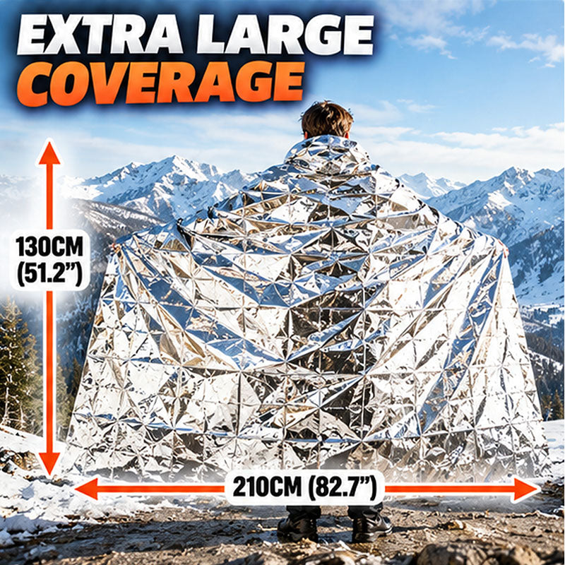 🚨 Outdoor Survival Blanket – Compact Silver Thermal Shelter for Emergency Kits