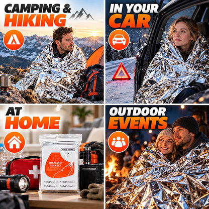 🚨 Outdoor Survival Blanket – Compact Silver Thermal Shelter for Emergency Kits