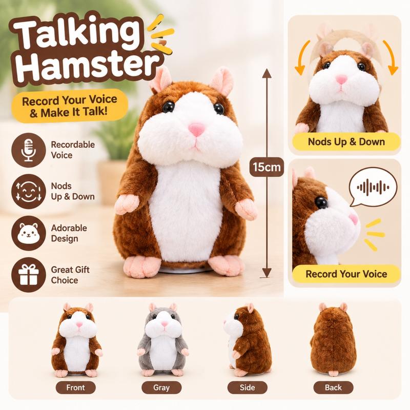 ✨Talking Hamster Plush – repeats whatever you say, auto head-shaking, hilarious fun for kids & adults.🎁