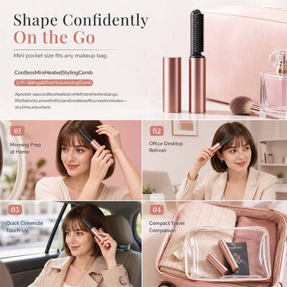 Add Crown Volume Instantly! Cordless Heated Bangs Styling Comb (offer)