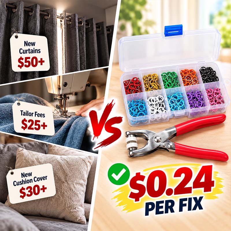 🏠 Viblitz™ Pro-Snap No-Sew Button Kit – Complete tools, easy use & durable fixes