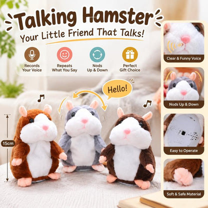 ✨Talking Hamster Plush – repeats whatever you say, auto head-shaking, hilarious fun for kids & adults.🎁