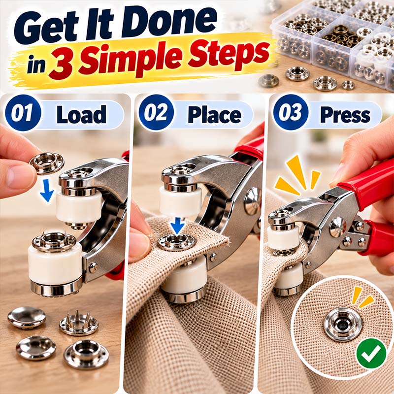 🏠 Viblitz™ Pro-Snap No-Sew Button Kit – Complete tools, easy use & durable fixes