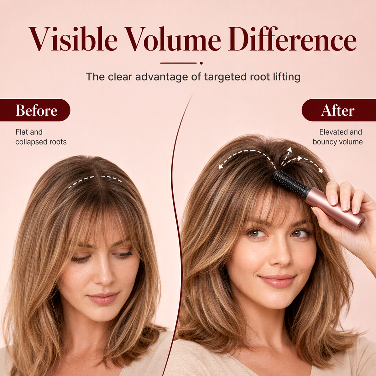 Add Crown Volume Instantly! Cordless Heated Bangs Styling Comb