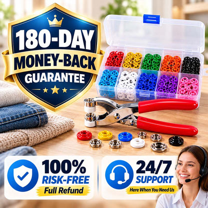 🏠 Viblitz™ Pro-Snap No-Sew Button Kit – Complete tools, easy use & durable fixes