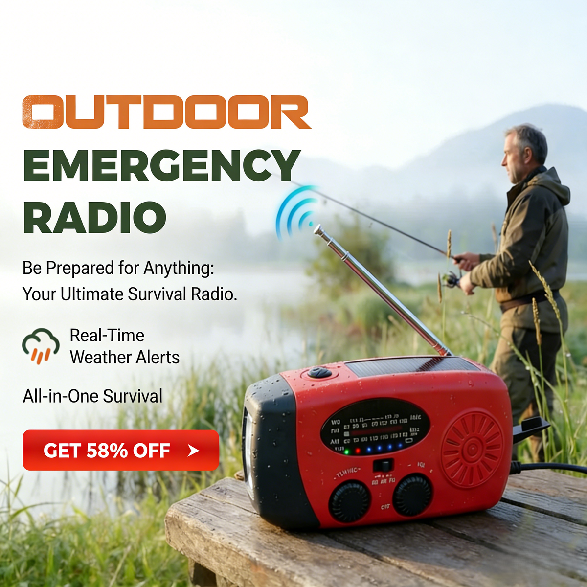 Multifunctional Portable Solar Emergency Radio – Power Bank, Hand Crank (offer)