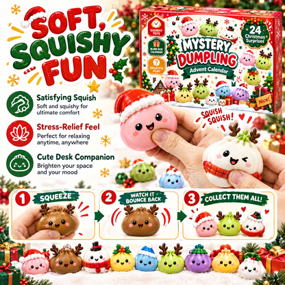 Viblitz™ 24-Day Christmas Magic Advent Calendar – Squeezable Dumpling Squishy Mystery Box
