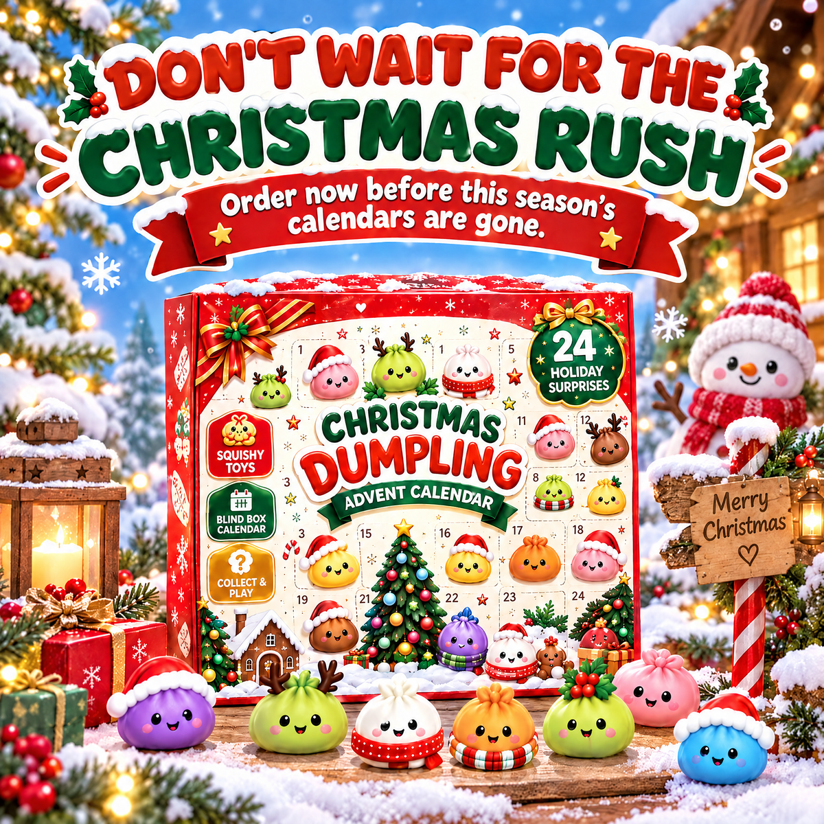 Viblitz™ 24-Day Christmas Magic Advent Calendar – Squeezable Dumpling Squishy Mystery Box