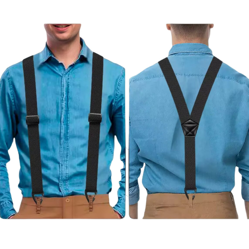 🧵🔥 Men's X-Back Braces with Swivel Hook Clips — Heavy Duty Adjustable Elastic Suspenders for Work & Formal Wear