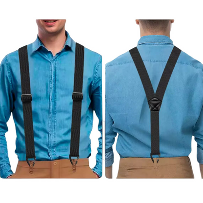🧵🔥 Men's X-Back Braces with Swivel Hook Clips — Heavy Duty Adjustable Elastic Suspenders for Work & Formal Wear