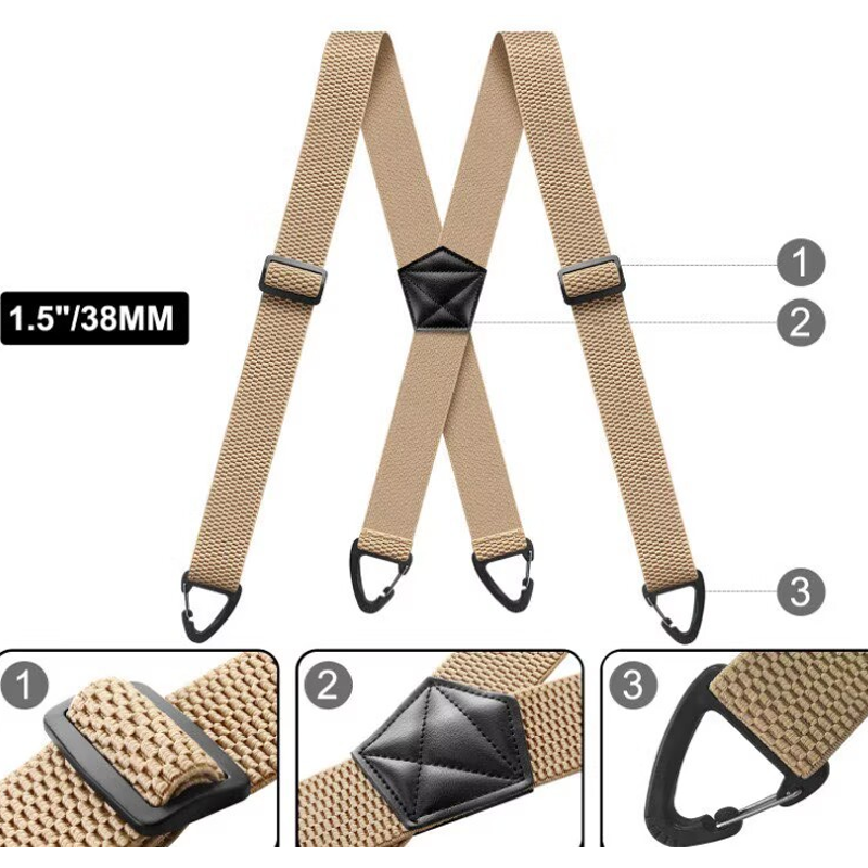 🧵🔥 Men's X-Back Braces with Swivel Hook Clips — Heavy Duty Adjustable Elastic Suspenders for Work & Formal Wear