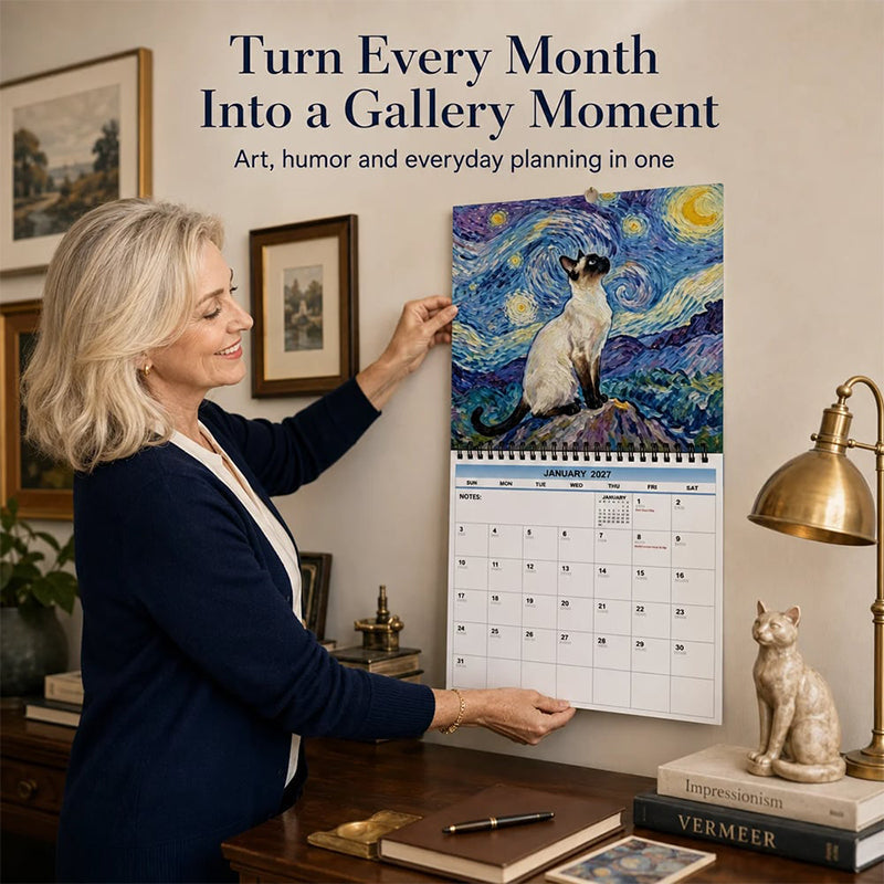 Viblitz™ 2027 Funny Cat Art Calendar — 12 Months of Smiles