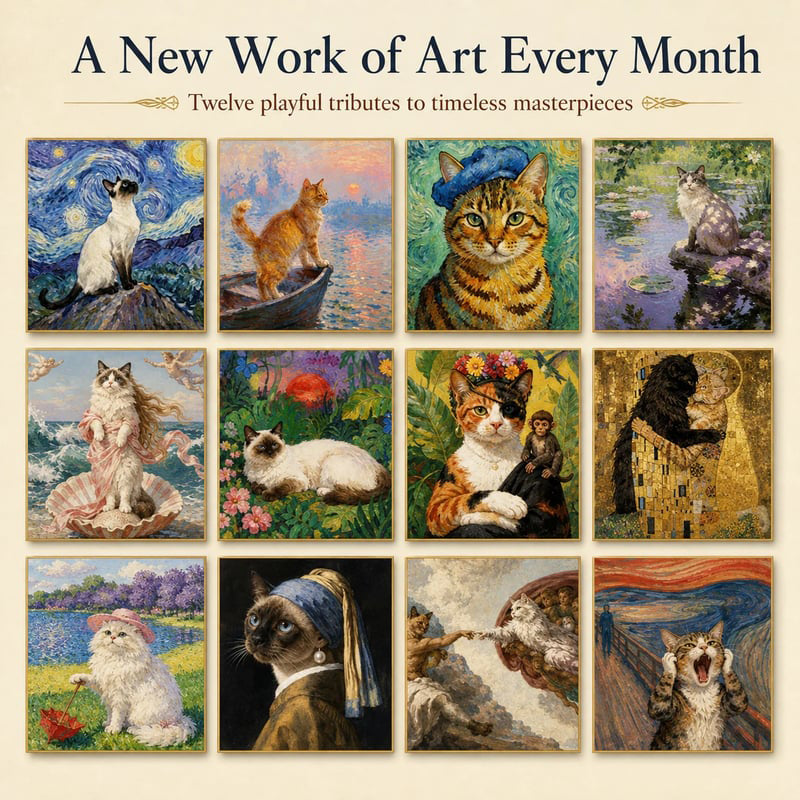 Viblitz™ 2027 Funny Cat Art Calendar — 12 Months of Smiles