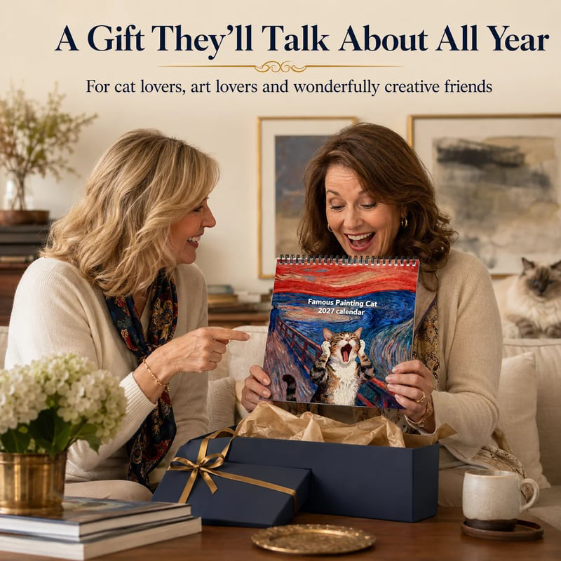 Viblitz™ 2027 Funny Cat Art Calendar — 12 Months of Smiles