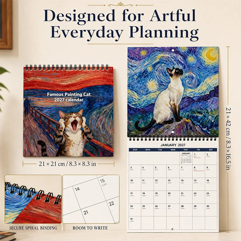 Viblitz™ 2027 Funny Cat Art Calendar — 12 Months of Smiles
