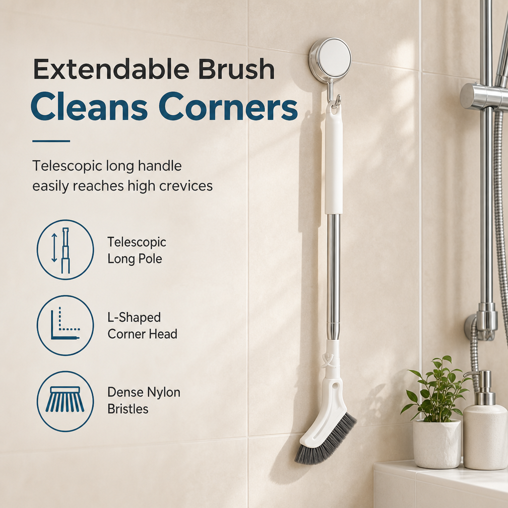 Viblitz™ Extendable Corner Scrub Brush – Clean High & Low Without Bending