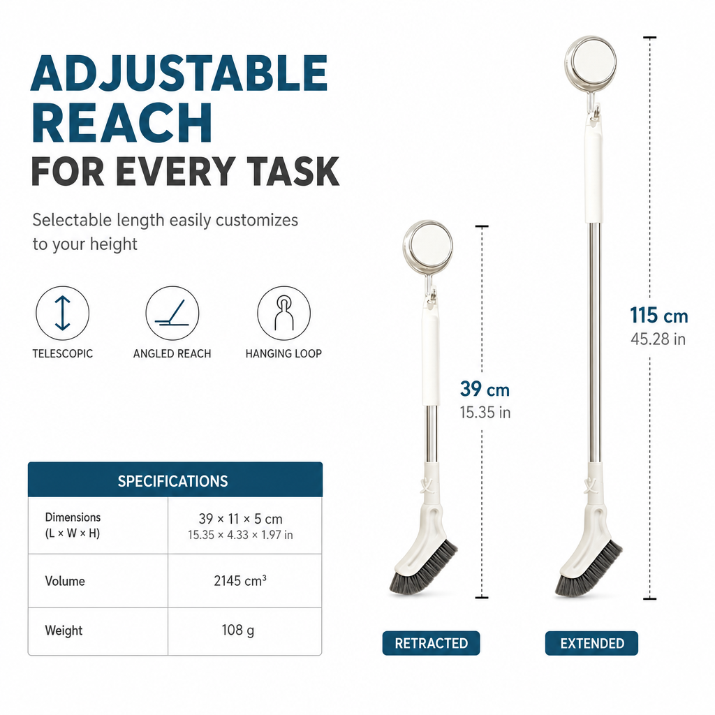 Viblitz™ Extendable Corner Scrub Brush – Clean High & Low Without Bending