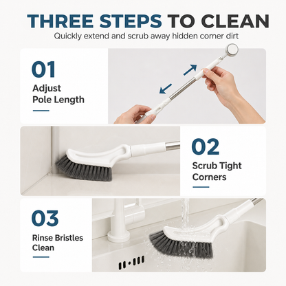Viblitz™ Extendable Corner Scrub Brush – Clean High & Low Without Bending