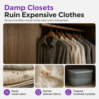 Viblitz™ Reusable Closet Dehumidifier – Helps Fight Damp & Musty Odours