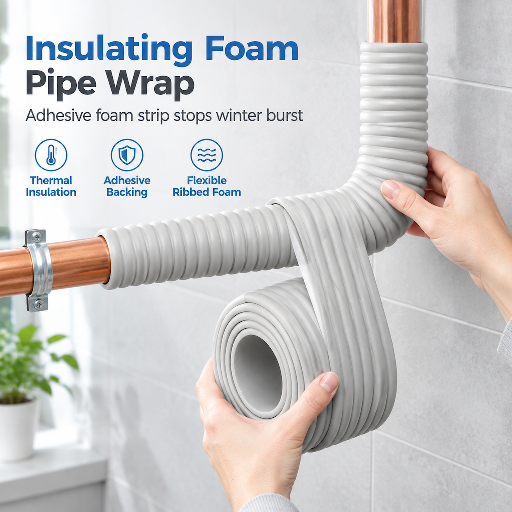 ❄️Adhesive Pipe Insulation Wrap Outdoor Winter Anti Freeze Thermal Foam Sleeve for Water and Solar Pipes (offer)