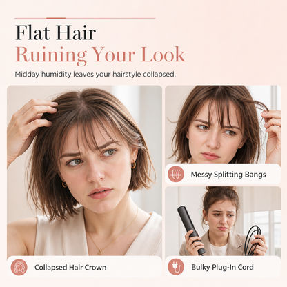 Add Crown Volume Instantly! Cordless Heated Bangs Styling Comb