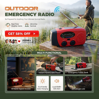 Multifunctional Portable Solar Emergency Radio – Power Bank, Hand Crank (offer)